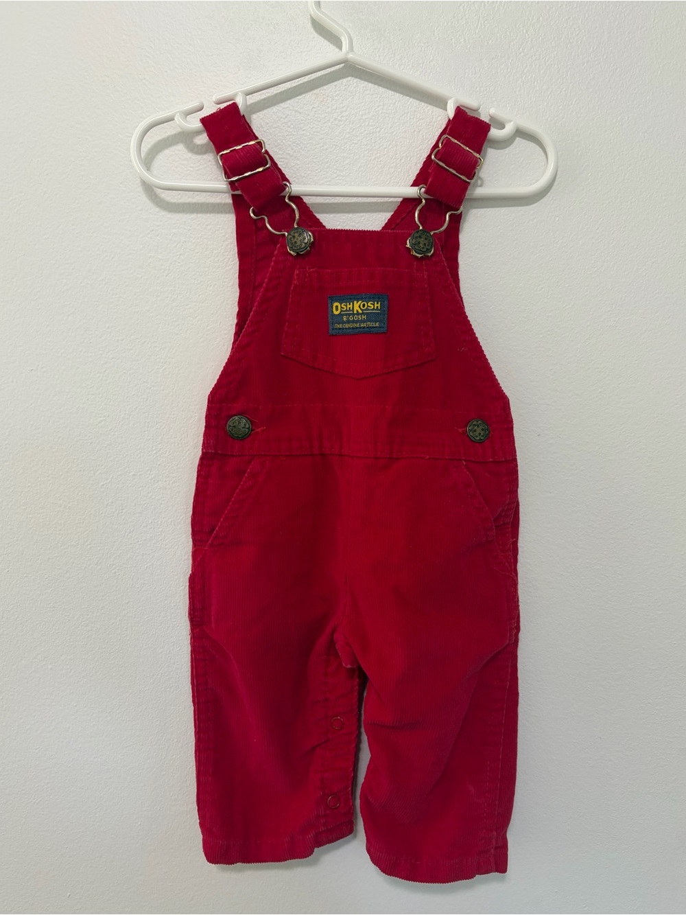 Oshkosh Red Corduroy Overalls- 3/6 Months